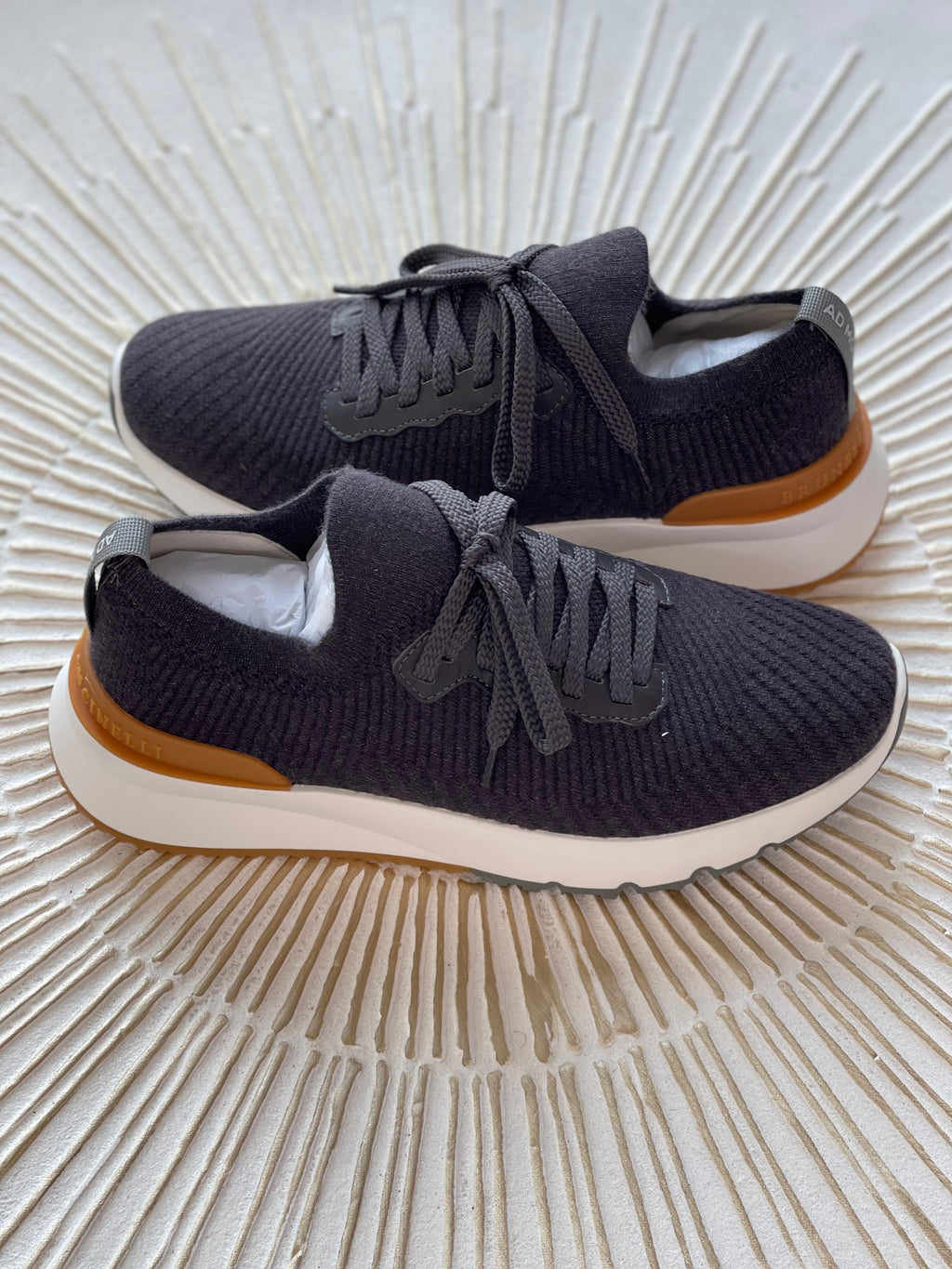 Brunello Cucinelli Men’s Knit Runner Sneaker – Stretch Cotton Blend sole and tread detail