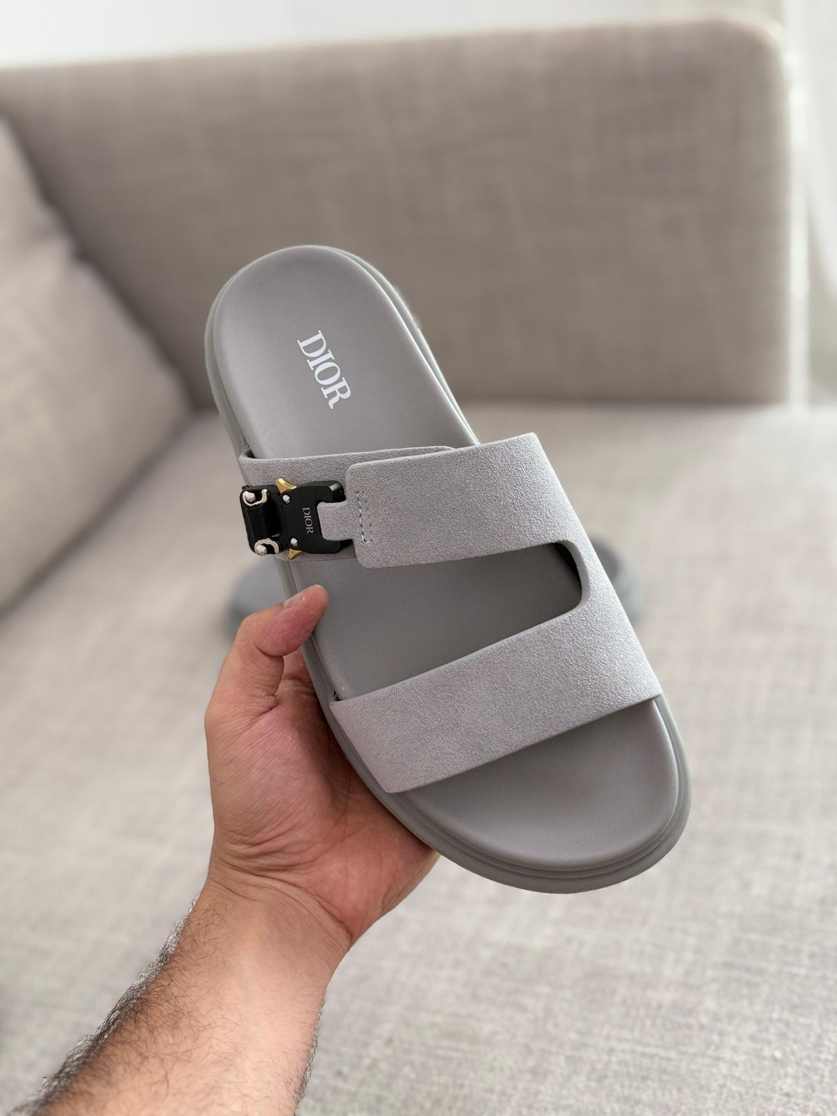 Dior Aqua Sandal Grey suede view 1