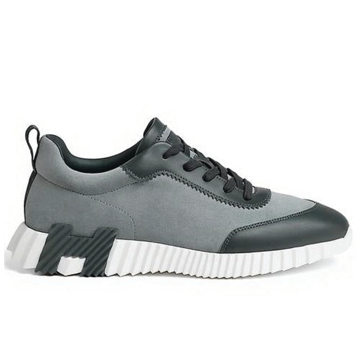 Hermès Bouncing Sneakers in the Gris Orage colorway, crafted from suede goatskin and calfskin. view 1