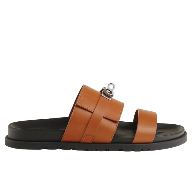 Hermès Jackson Sandal  calfskin leather and an iconic Kelly buckle. view 1 Hover Image