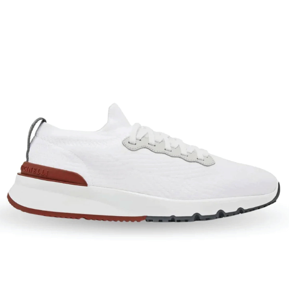 Brunello Cucinelli Knitted Low-Top Sneakers – White Knit with Contrasting Trim view 1